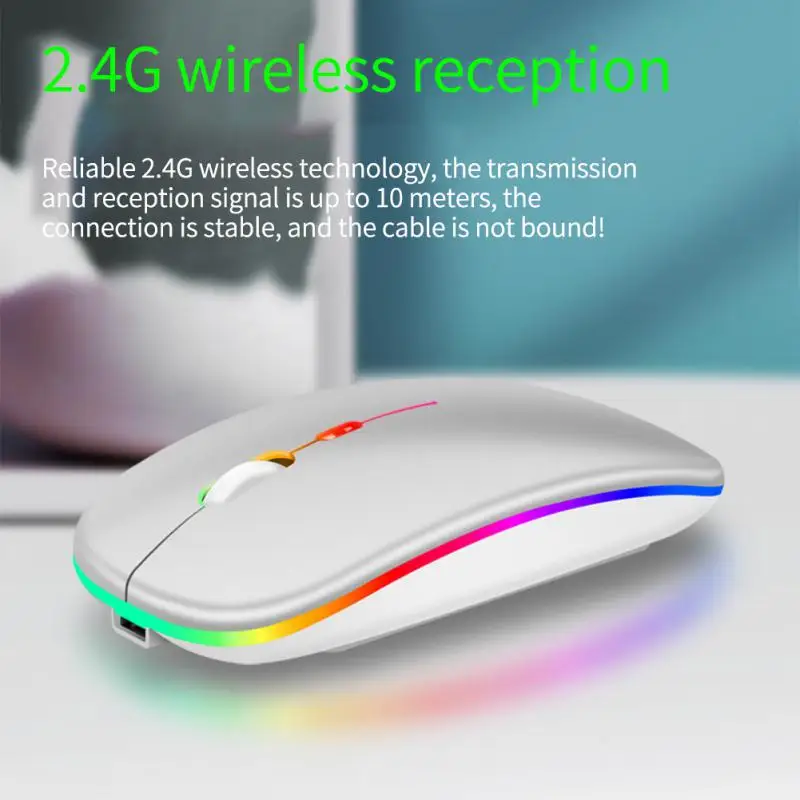 Luminous Wireless Mouse RGB Rechargeable Mouse Wireless Computer Silent Mouse LED Backlit Ergonomic Gaming Mouse For Laptop PC