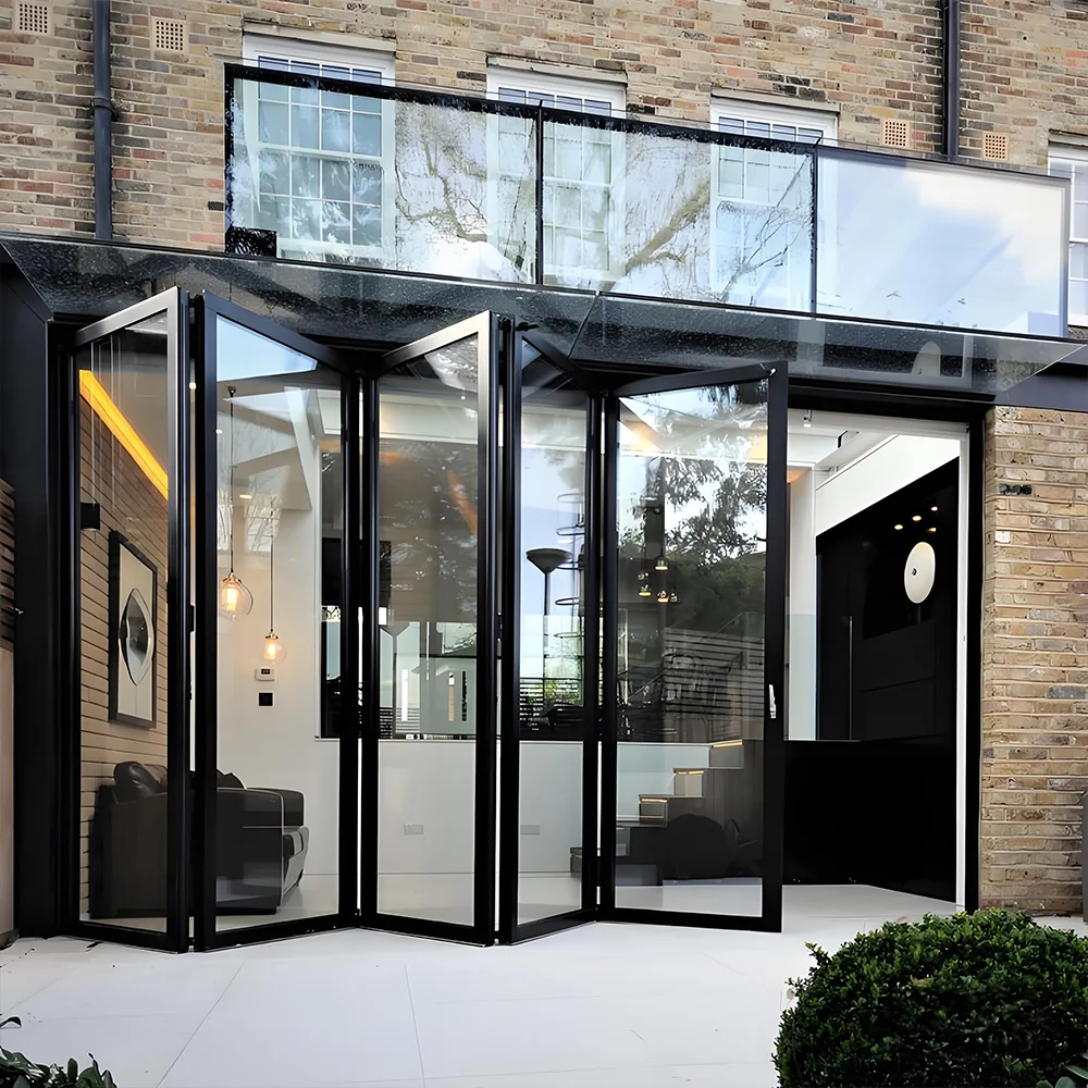 

Folding Door Accordion Front Sliding Exterior Doors Garden Thermal Break Aluminum Profile Tempered Double-glazed Customize