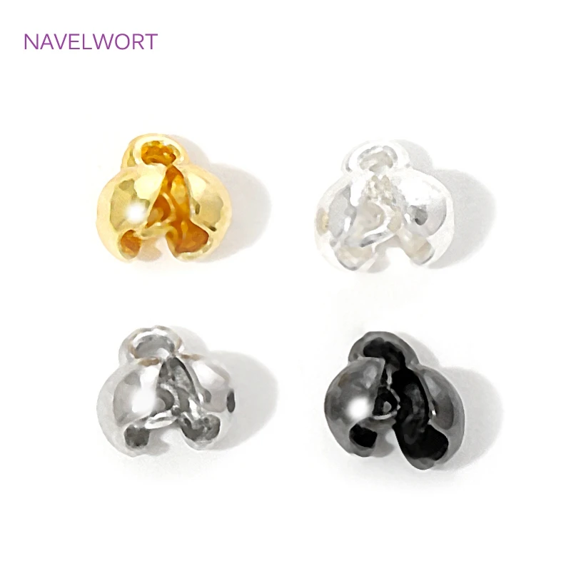 10/20Pcs Crimp End Bead Findings 18K Gold Plated Bead Tip Connectors With Loop,Jewelry End Caps,For DIY Bracelets Accessories