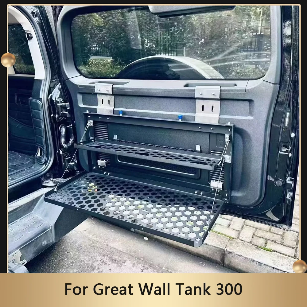 For Great Wall Tank 300 2-Tier Tailgate Table Rear Foldable Storage Rack Luggage Holder Shelf Car Trunk Metal Folding Table