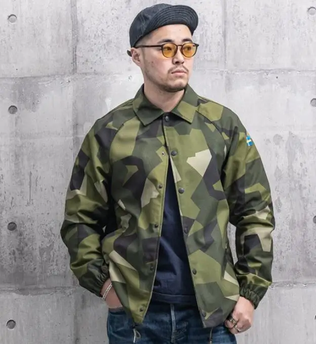 Swedish Geometric Camouflage Spring Jacket Men Uniform Green Coat M90 Outdoor Tops