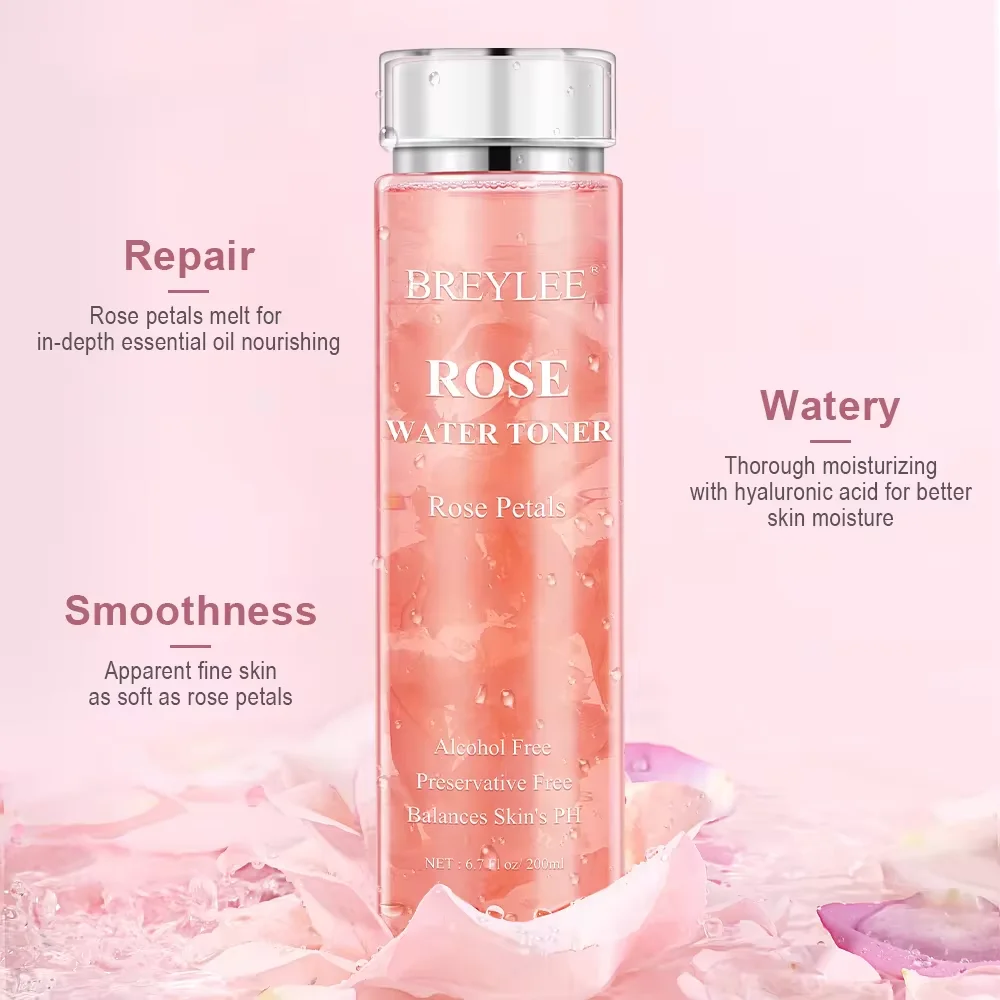 BREYLEE Rose Water Toner Face Toner Essence Repair Smooth Watery Skin 200ML X 5PCS