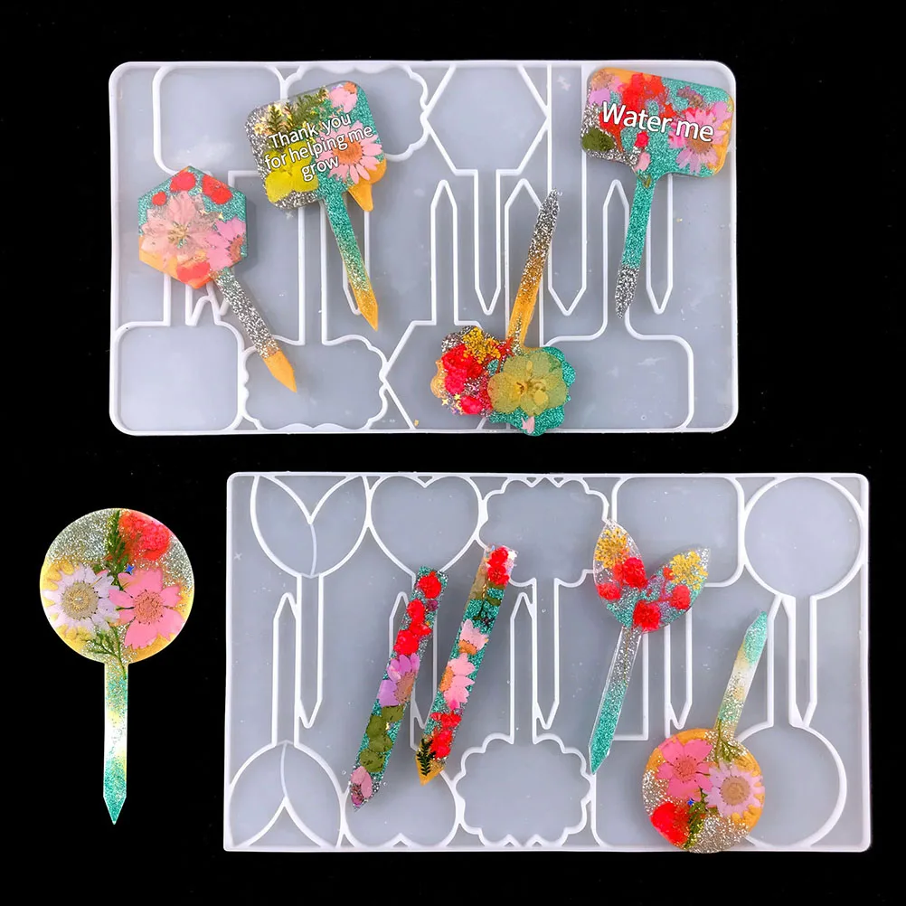 

2 Pcs Gardening Logo Mold Molds Diy for Crafts Label Silicone Epoxy Resin Casting Plants Tags