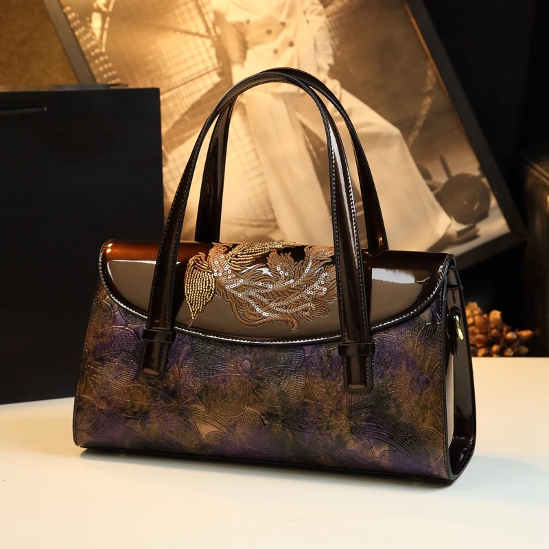 Borsa da donna di marca di moda 2024 nuove borse in vera pelle borsa a tracolla borsa a tracolla con ricamo Phoenix di grande capacità