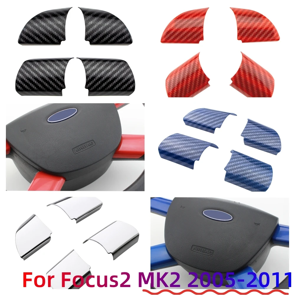 ABS Stickers for Ford Focus 2 MK2 MKII 2005 2006 2007 2008 2009 2010 2011 Steering Wheel Covers Sequins 4pcs/set Car Accessories