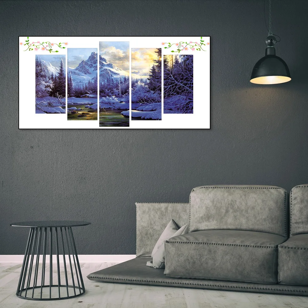 

5шт 5D DIY полная дрель алмазная живопись снежная гора набор для вышивания домашний декор