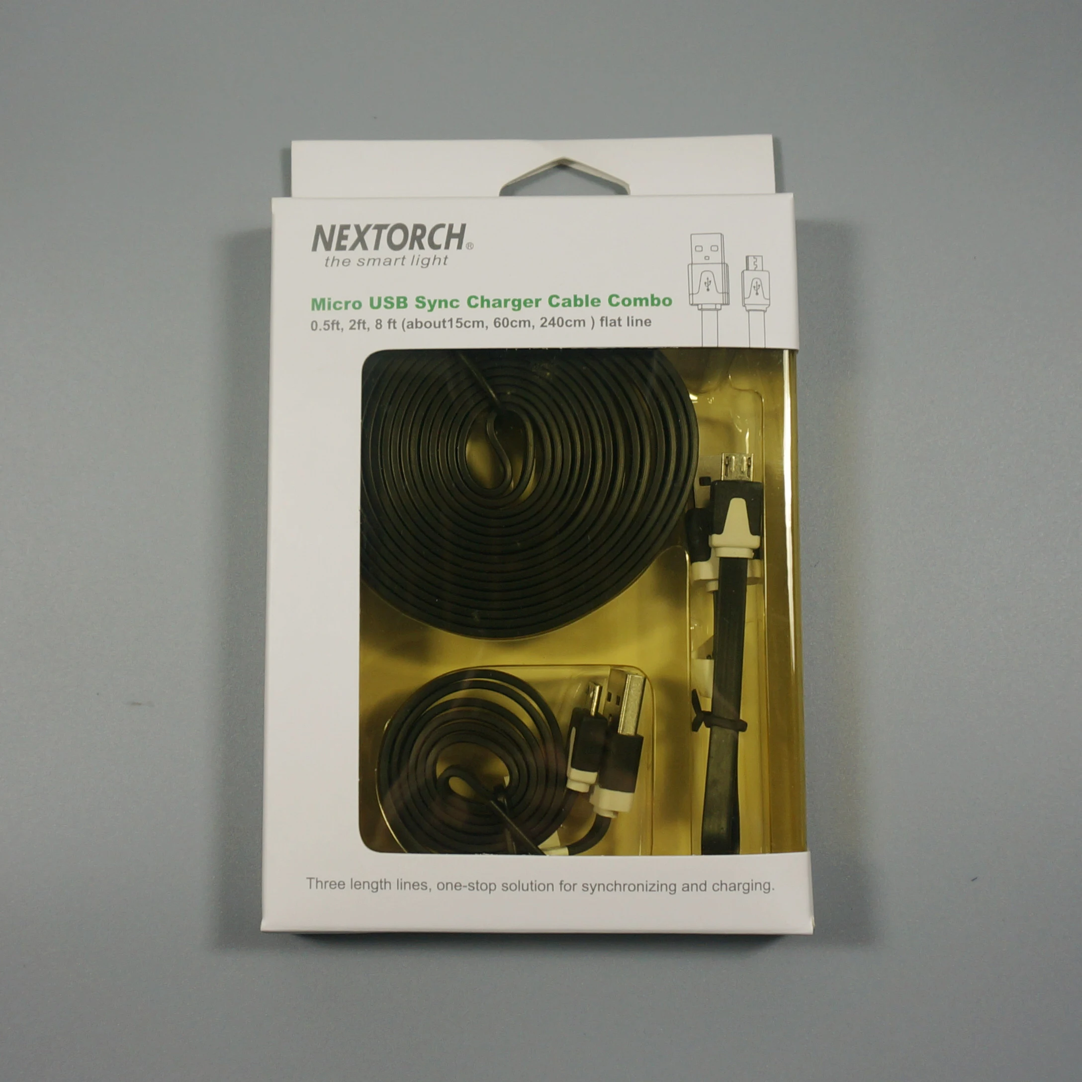 NEXTORCH UCC Flat Line Micro Usb Sync Flashlight Power Charger Cable 6 Inch -8 Feet