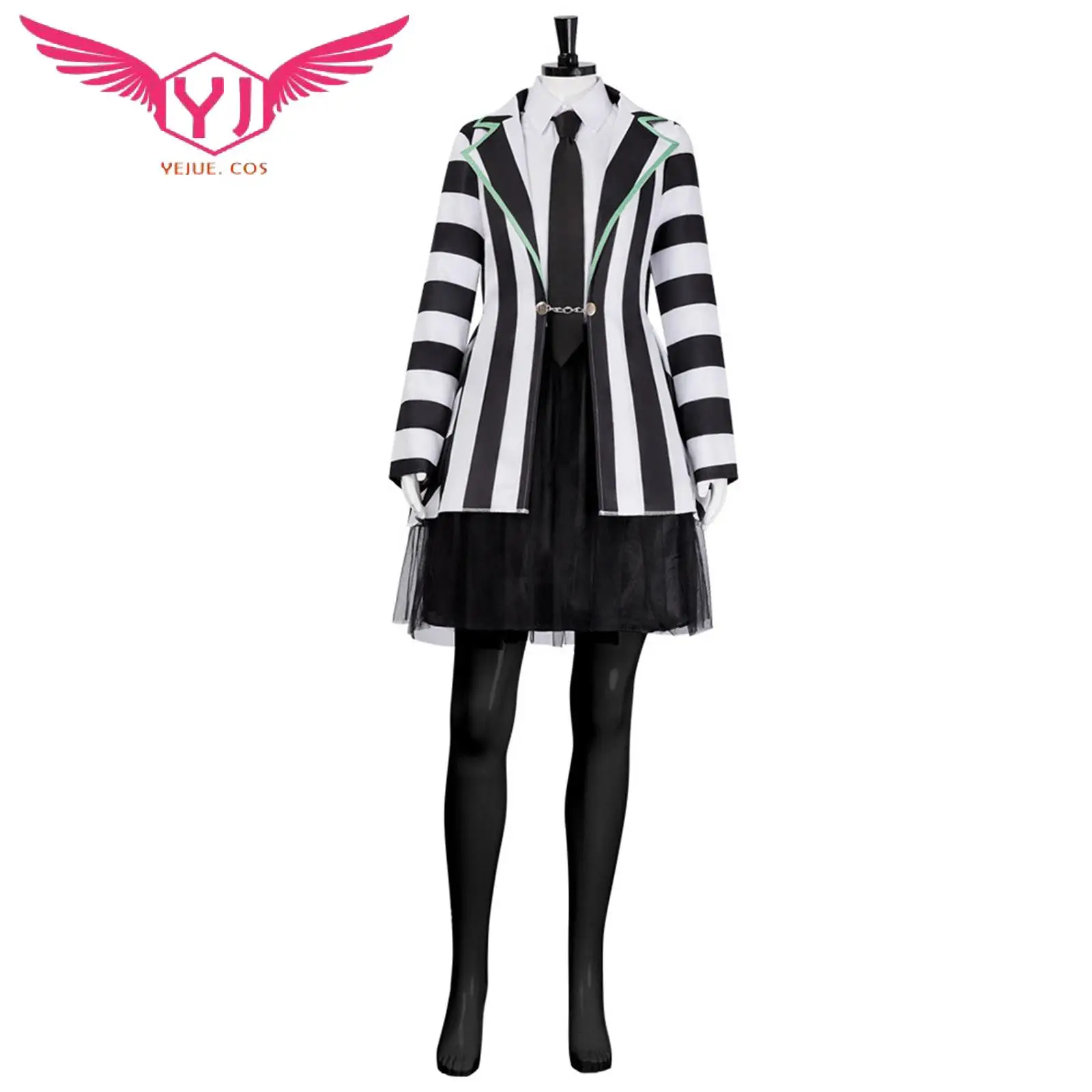 Movie Wedding Cosplay Costume Infernal Master Michael Fancy Uniform Black and White Striped Suit for Women Halloween Suit