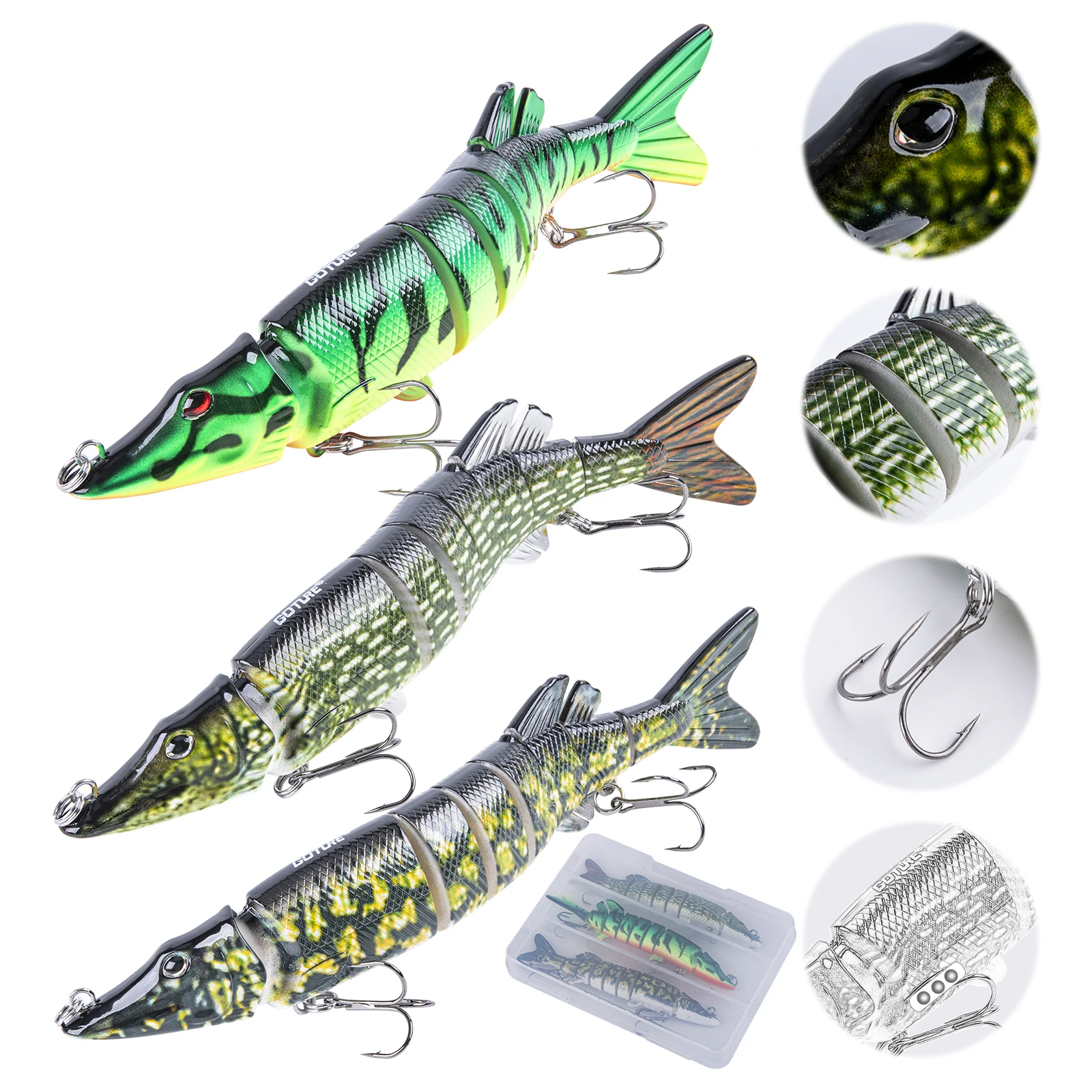 

Goture Multi Jointed Swimbait Sinking Wobblers Bass Fishing Lure 12cm 20cm Crankbaits Trout Trolling Artificial Hard Bait Tackle