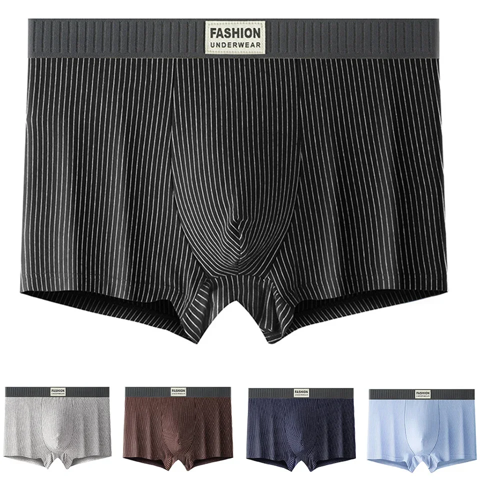 

Cotton Boxer Shorts For Men Breathable Striped Trunks Men Underwear 95 Cotton Fabric Lightweight Trunks New Condition