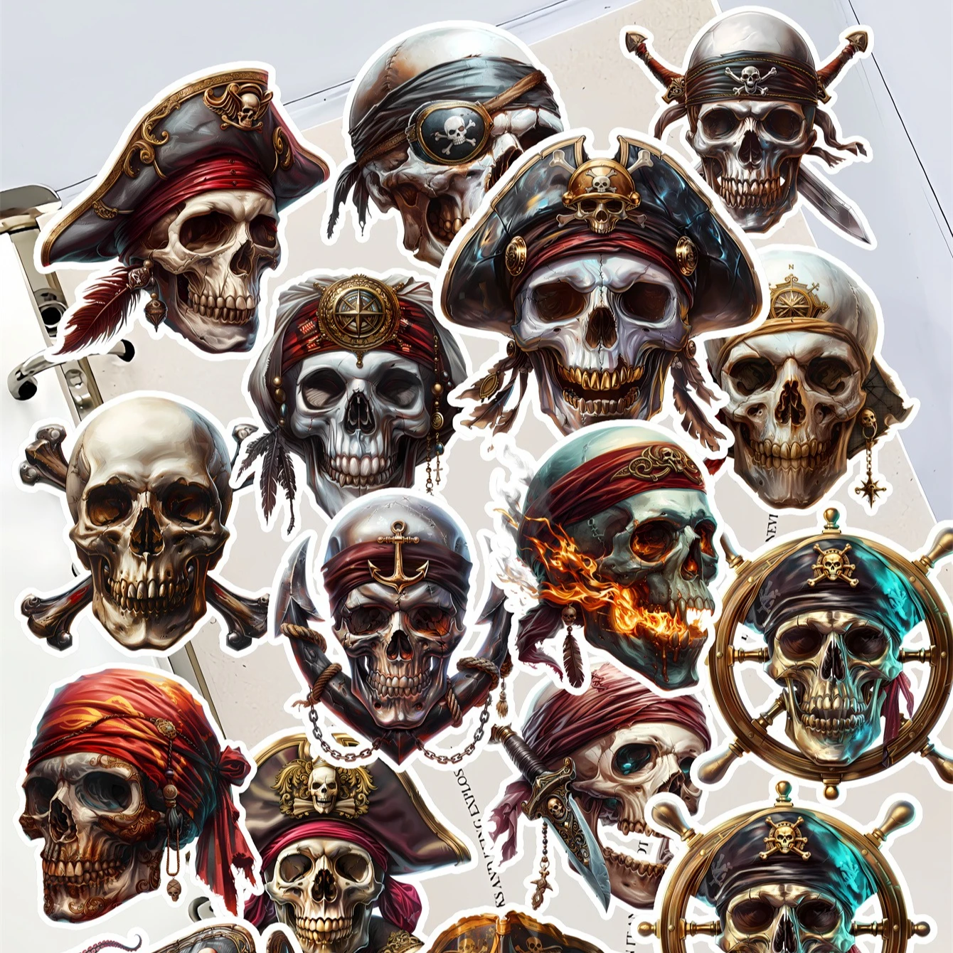 

20 шт. милые ретро акварельные, готические пиратские черепа, парусные наклейки для ноутбука, скейтборда, велосипеда, мотоцикла, автомобиля, стильные наклейки