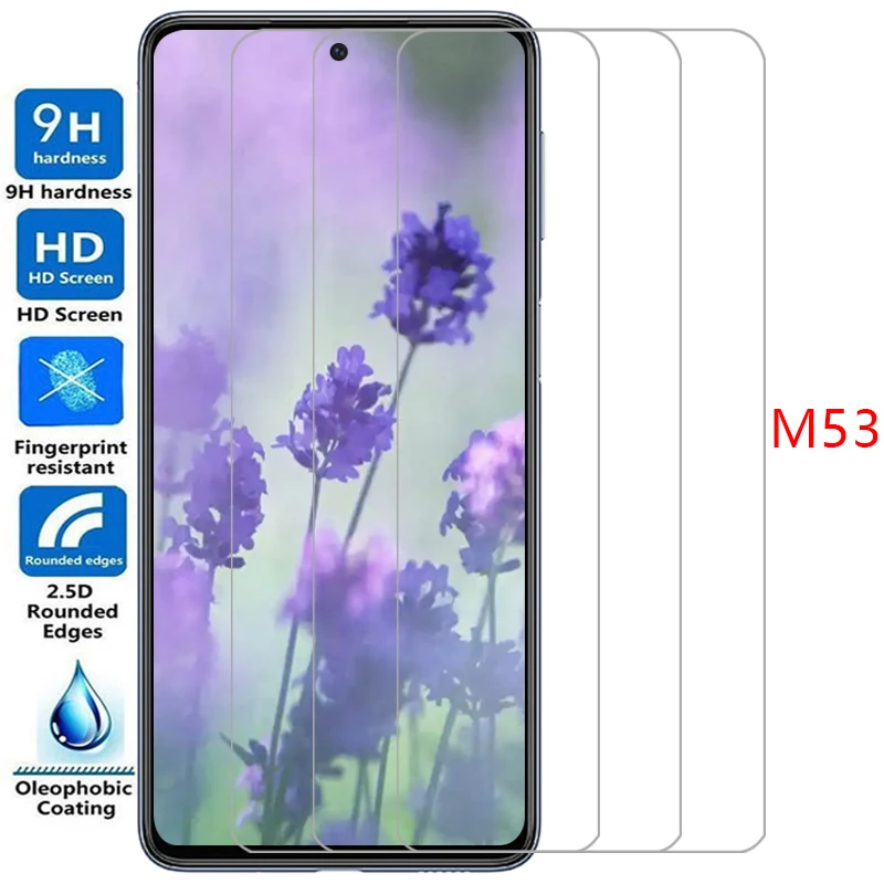 Capa de celular para Samsung Galaxy M53 5G com vidro temperado, capa traseira 360 para Samsung M53