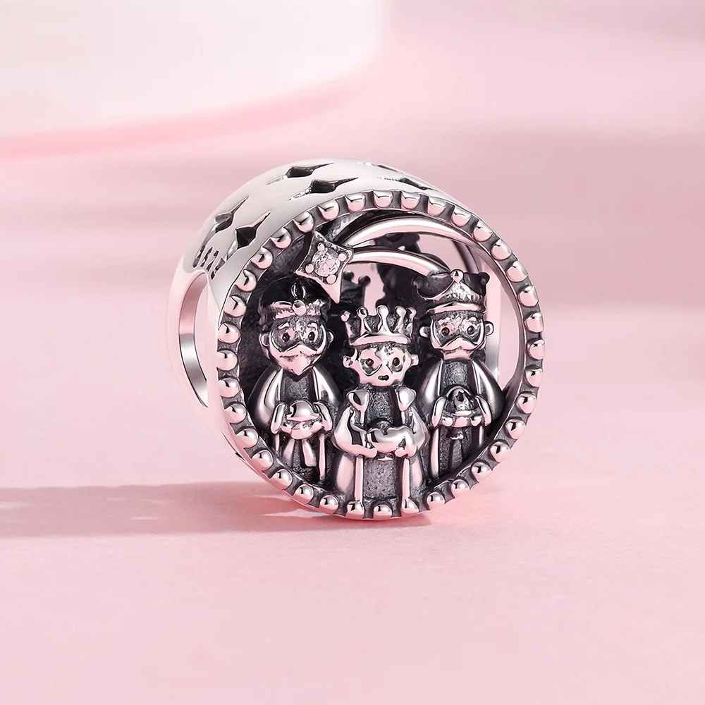 New 925 Sterling Silver Charms Three Kings Day Beads Jewelry Making For Original Bracelet Women Vintage Style DIY Gifts