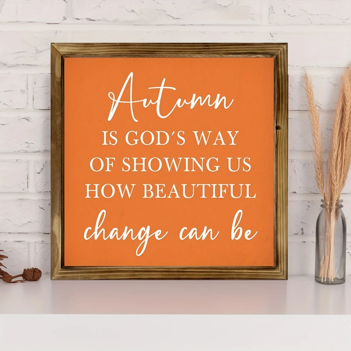 1 قطعة 20 سنتيمتر × 20 سنتيمتر مؤطرة علامة الخريف ، "الخريف هو طريقة الله..." ملهمة إقتباس ديكور ، الخريف - تحت عنوان جدار الفن للمنزل #2