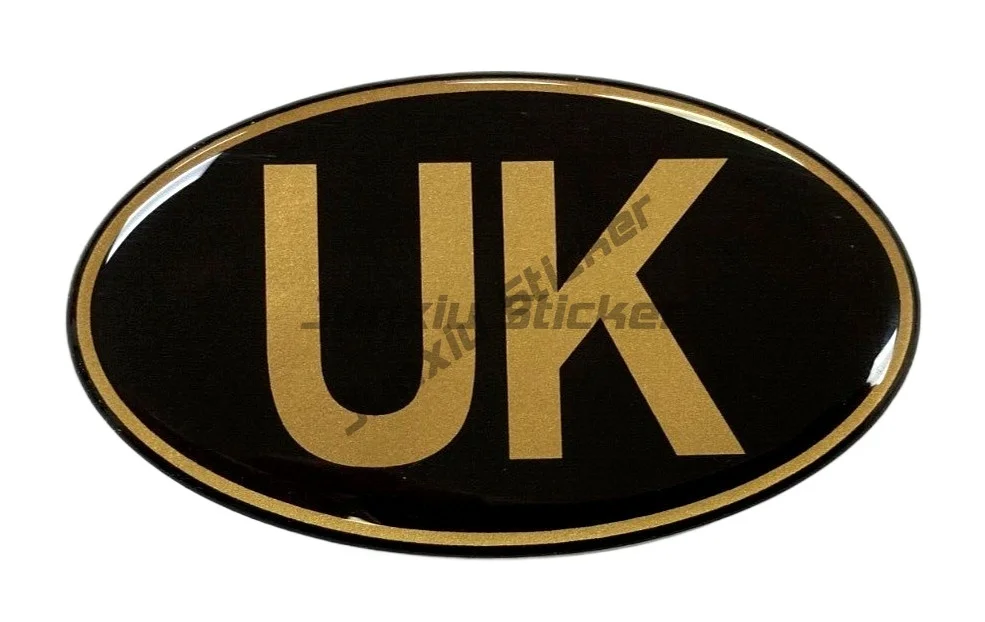 

UK Oval Car Van Sticker - Retro - GOLD on BLACK