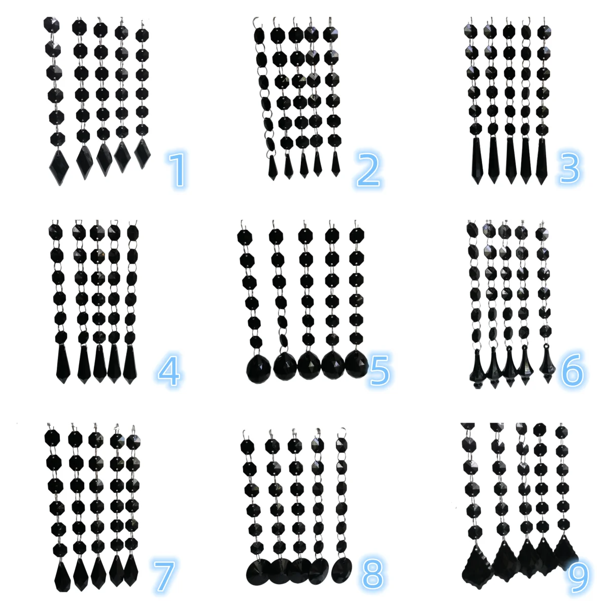 

Camal гирлянда из акриловых бусин чёрная