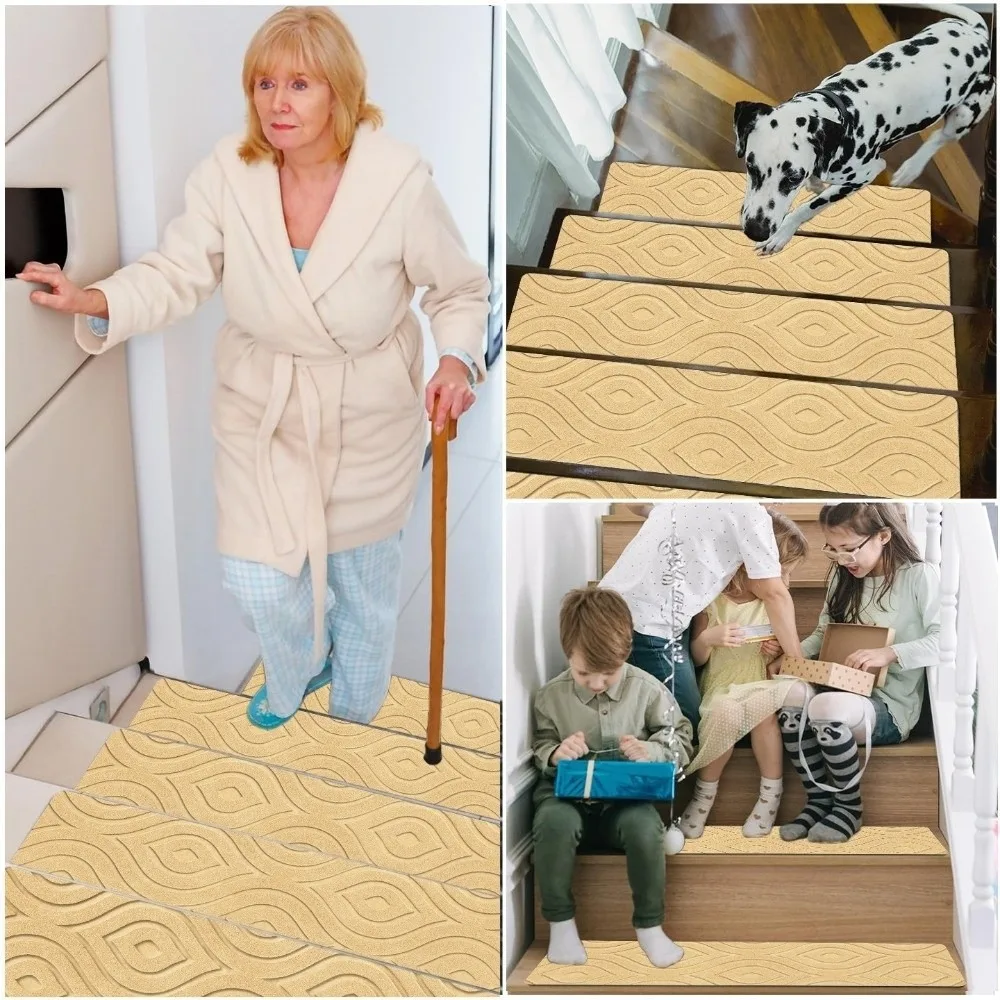 Household TPR Stair Treads Carpets Non-Slip Self Adhesive Staircase Carpet Washable 76x20cm Stepping Mat For Elder
