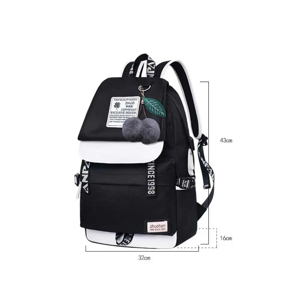 Langlebiger Unisex-Rucksack USB-Schnitts telle mit großer Kapazität Reiß verschluss Rucksack breite Schulter gurte wasserdichte Schüler Schult asche Teenager