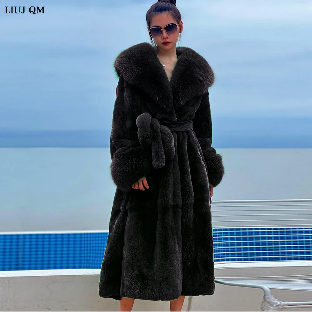 Oversize Faux Fur Coat Winter Clothing Women Long Faux Fox Fur Jacket Fashion Parka Plush Coats Lady Warm Jacket With Belt 2022