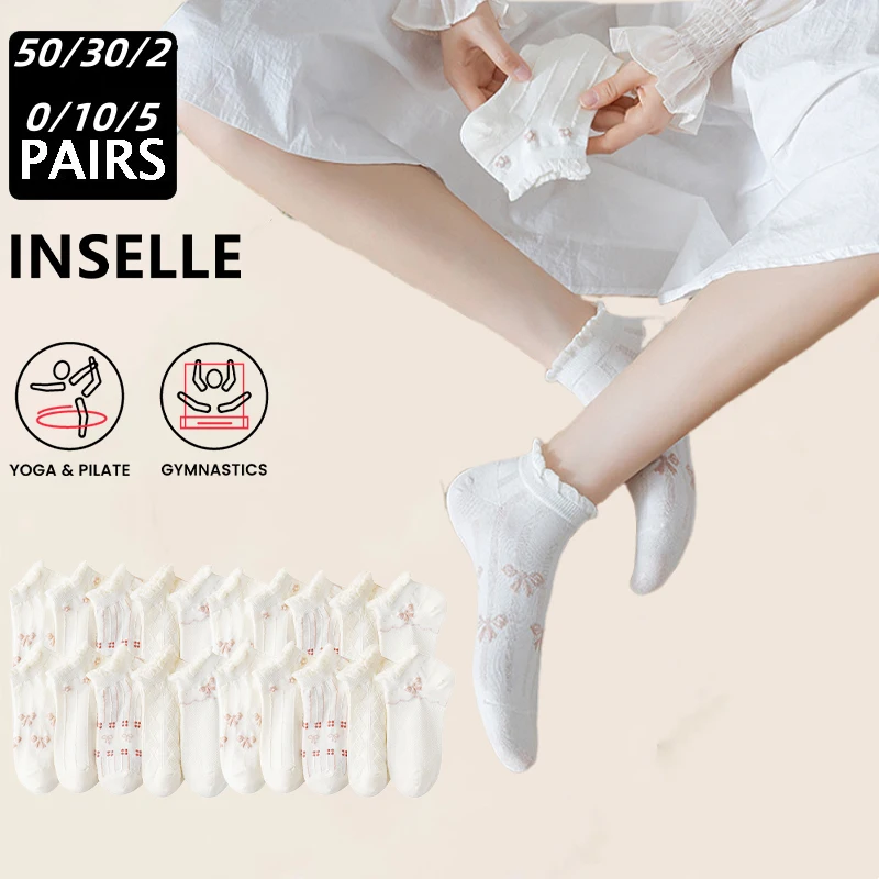 

50/40/30/20/10 pairs of socks women's short socks spring and summer thin shallow boat socks female cute Japanese low ins college