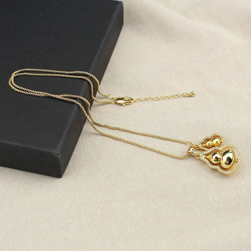 DIY accessories Retro gourd neck chain, gold simple collarbone chain, women's high-end short necklace, Pixiu spring and summer a