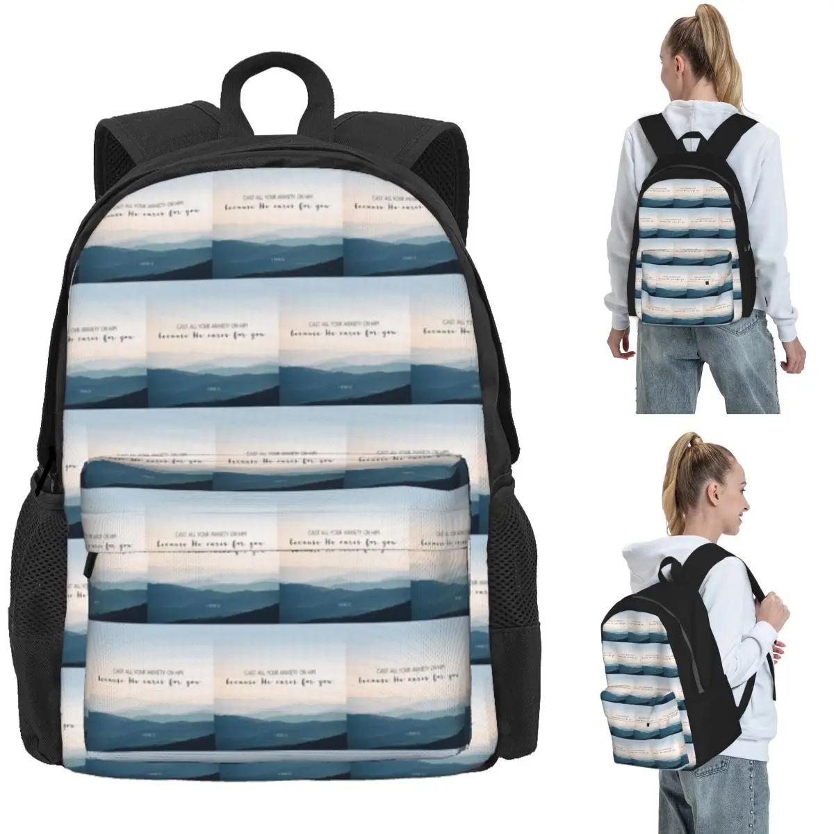 Christlicher Bibelvers-Zitat – Anxi Rucksack, Tagesrucksack, großes Fassungsvermögen, für Jungen und Mädchen, Büchertasche, Schultasche, Umhängetaschen für Männer und Frauen