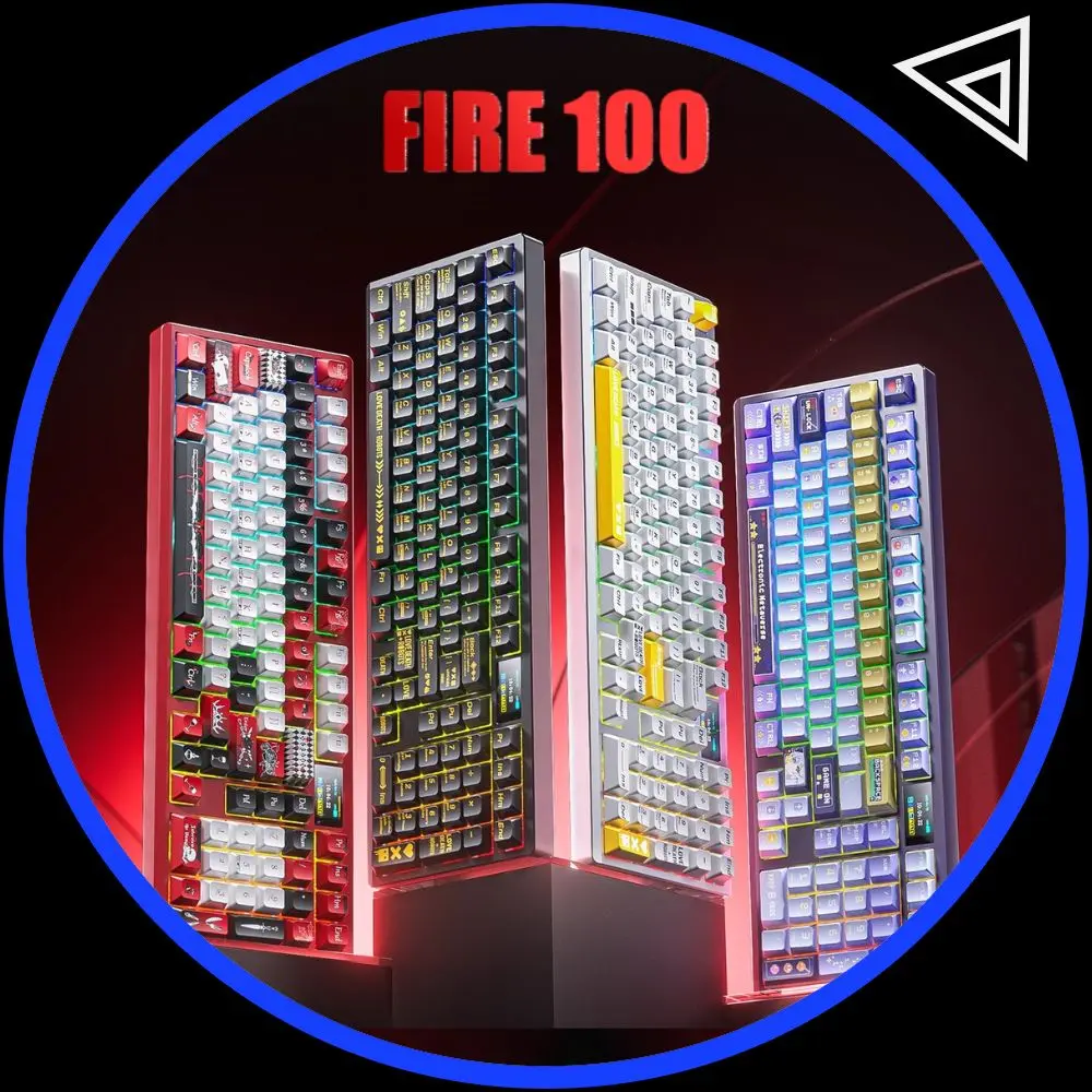 

Механическая клавиатура AULA Fire100, 3 режима, игровая клавиатура из алюминиевого сплава, 8000 мАч, прокладка RGB, аксессуар для геймера с горячей заменой и экраном
