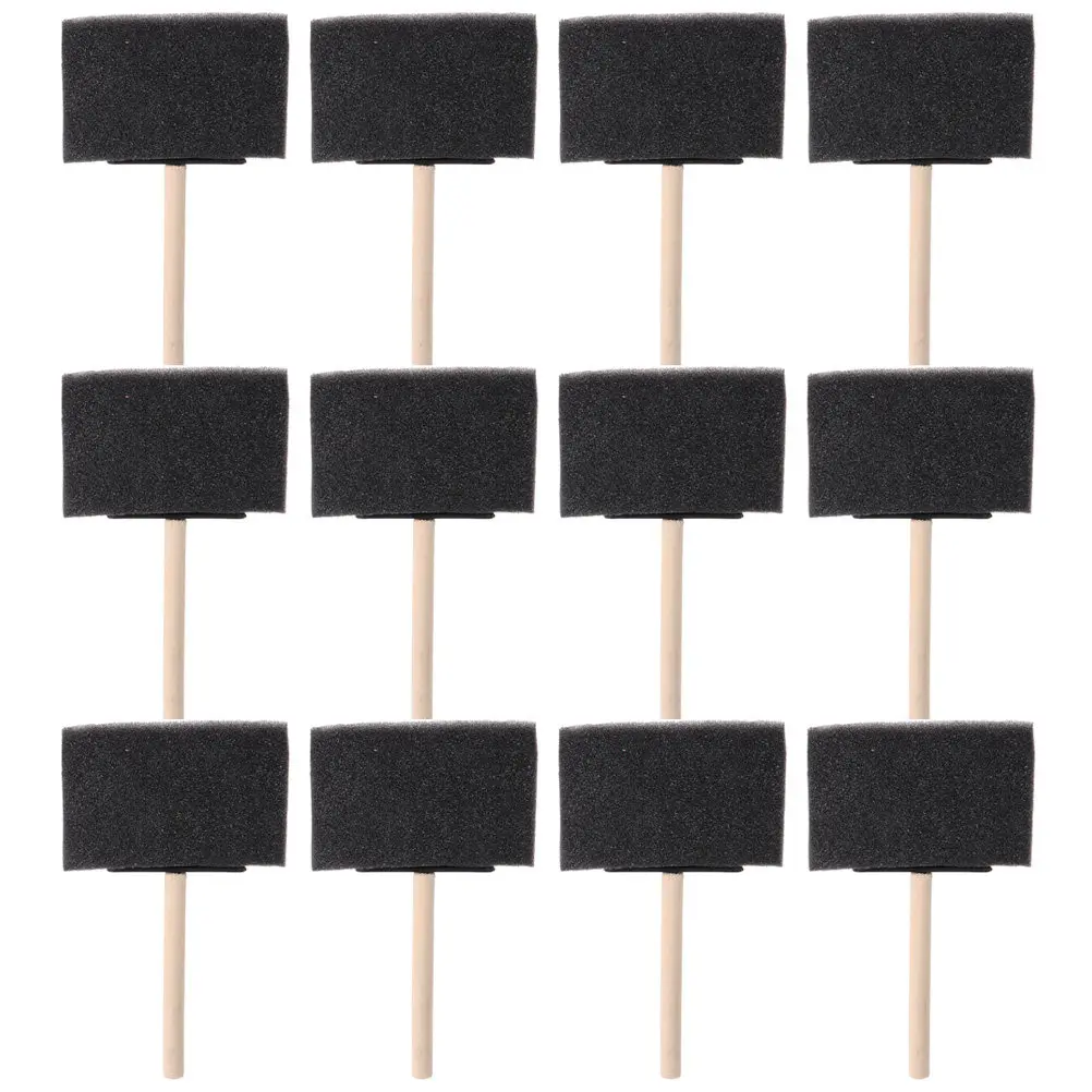 12Pcs Sponge Brush Wood Handle Paint Brushes Kids Graffiti Painting Tools Foam Paint Sponges for DIY Crafts Window Frames Door
