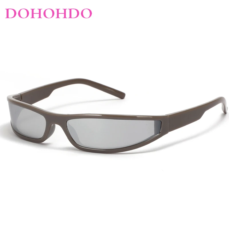 DOHOHDO 2024 New Y2K Sport Sunglasses For Women Men Rectangle Narrow Shade Eyewear Male Punk Cycling Driving Sun Glasses UV400