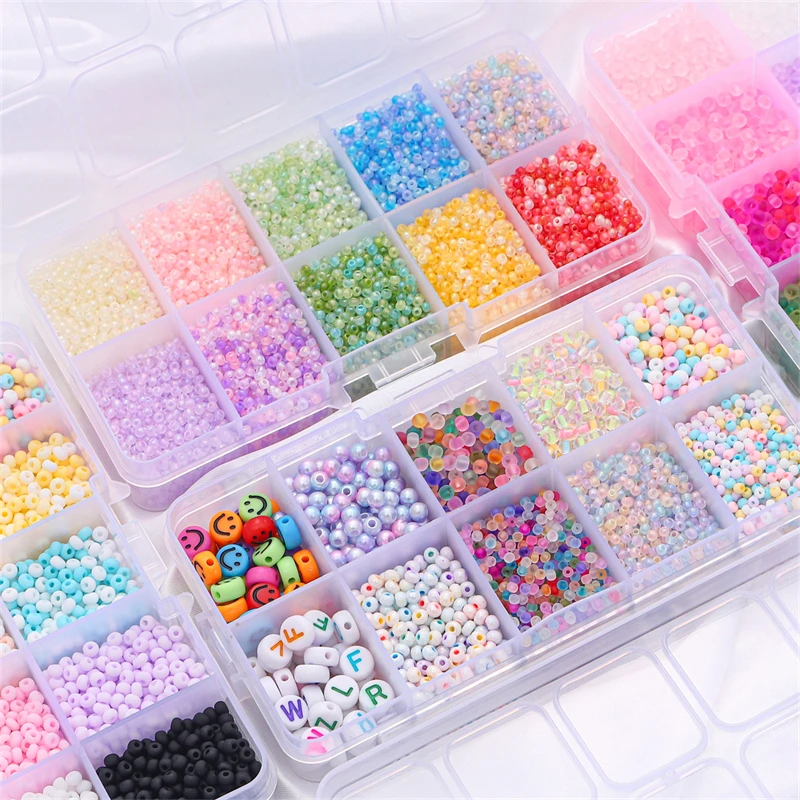 

10 Colors Crystal Glass Seed Beads Set Jewelry Making Kit Alphabet Bead Box Handmade DIY Earrings Bracelet Ring Accessories