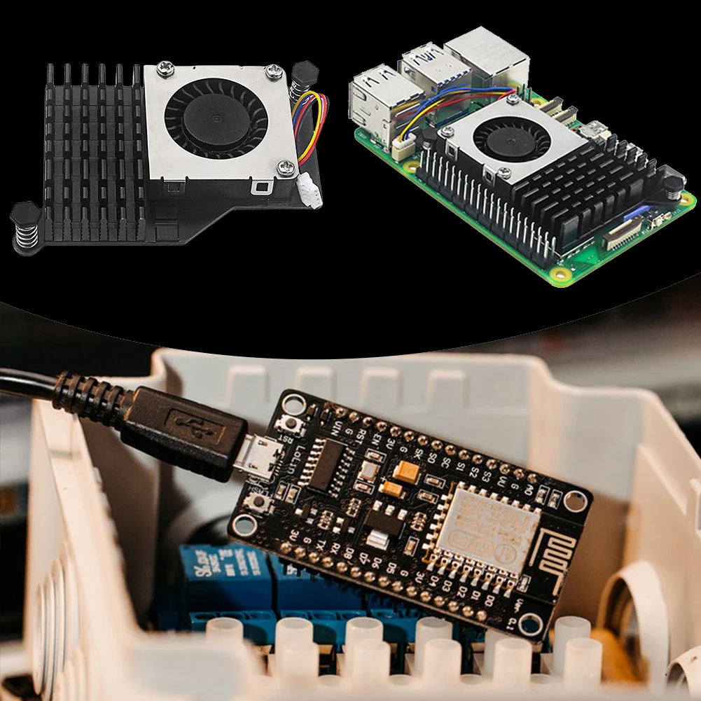 For Raspberry Pi 5 Active Cooler Metal Heatsink Radiator with Adjustable Speed Cooling Fan Cooling Radiator Compatible Holder