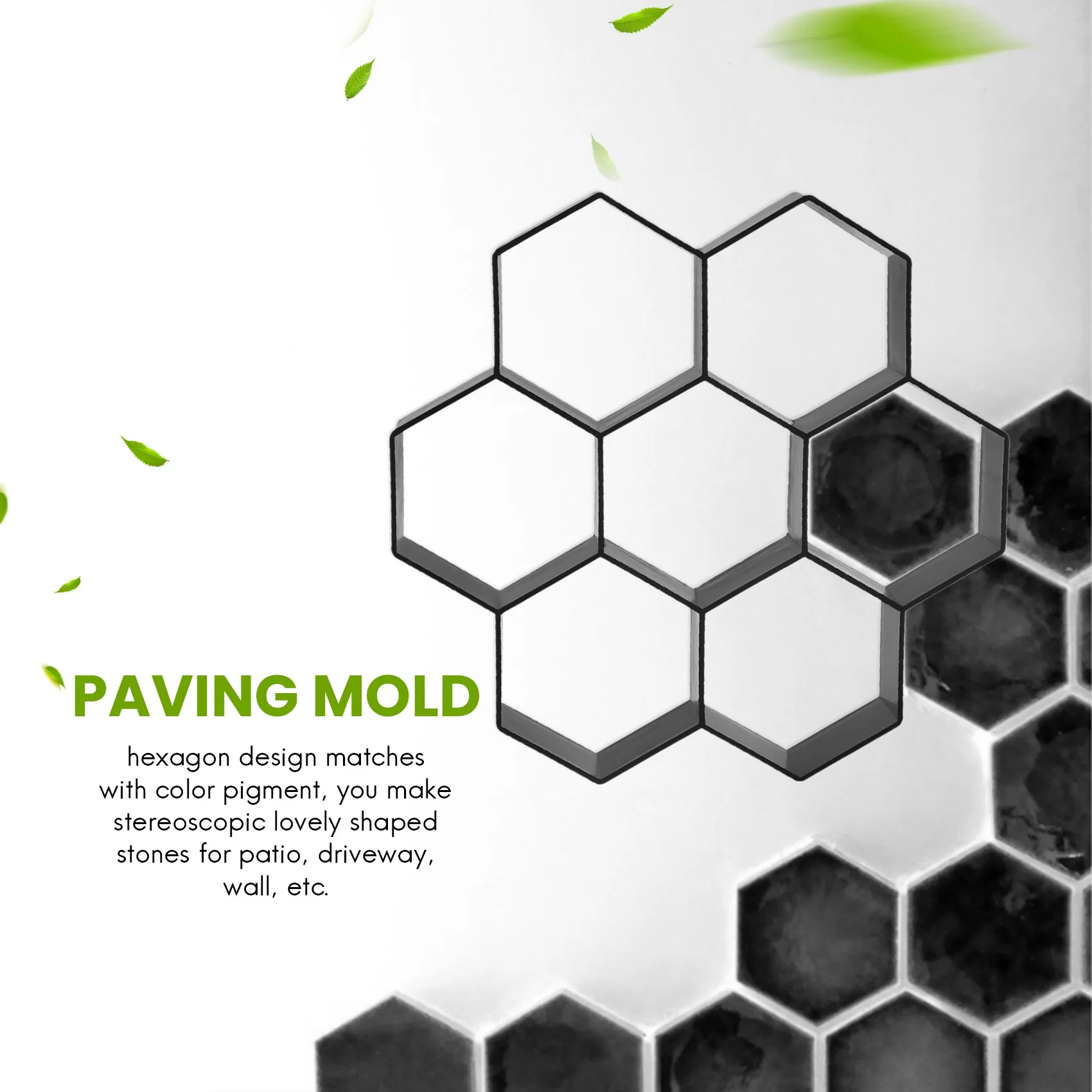 Paving MoldDIY Patio Walk Maker Stepping StoneคอนกรีตPaverแม่พิมพ์Reusable Path Makerแม่พิมพ์สวนปูหินแม่พิมพ์ 30*30 ซม.