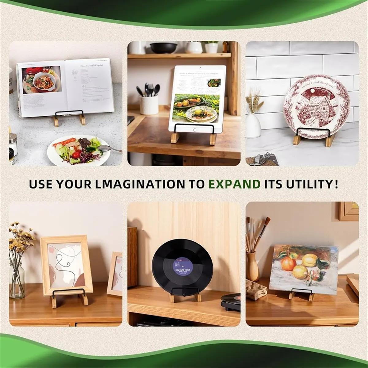 حامل كتب الطبخ الجديد لطاولة المطبخ، حامل كتب الطبخ من الخيزران، حامل كتب الطبخ للمطبخ، حامل كتب الوصفات #6