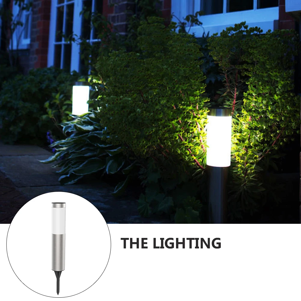 

Solar LED Lawn Light White Stainless Steel Solar Rechargeable Waterproof Outdoor Garden Lighting Landscape Decor Ground Plug