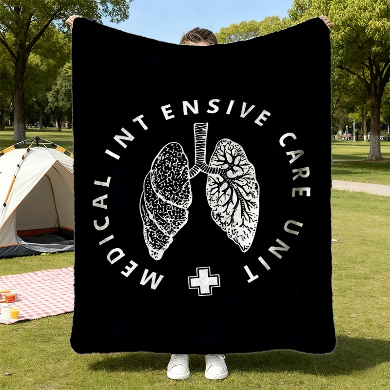 Medical Intensive Care Unit Flannel Blanket, MICU Nurse Flannel Throw, ICU RN Cozy Blanket For Work, Registered Nurse
