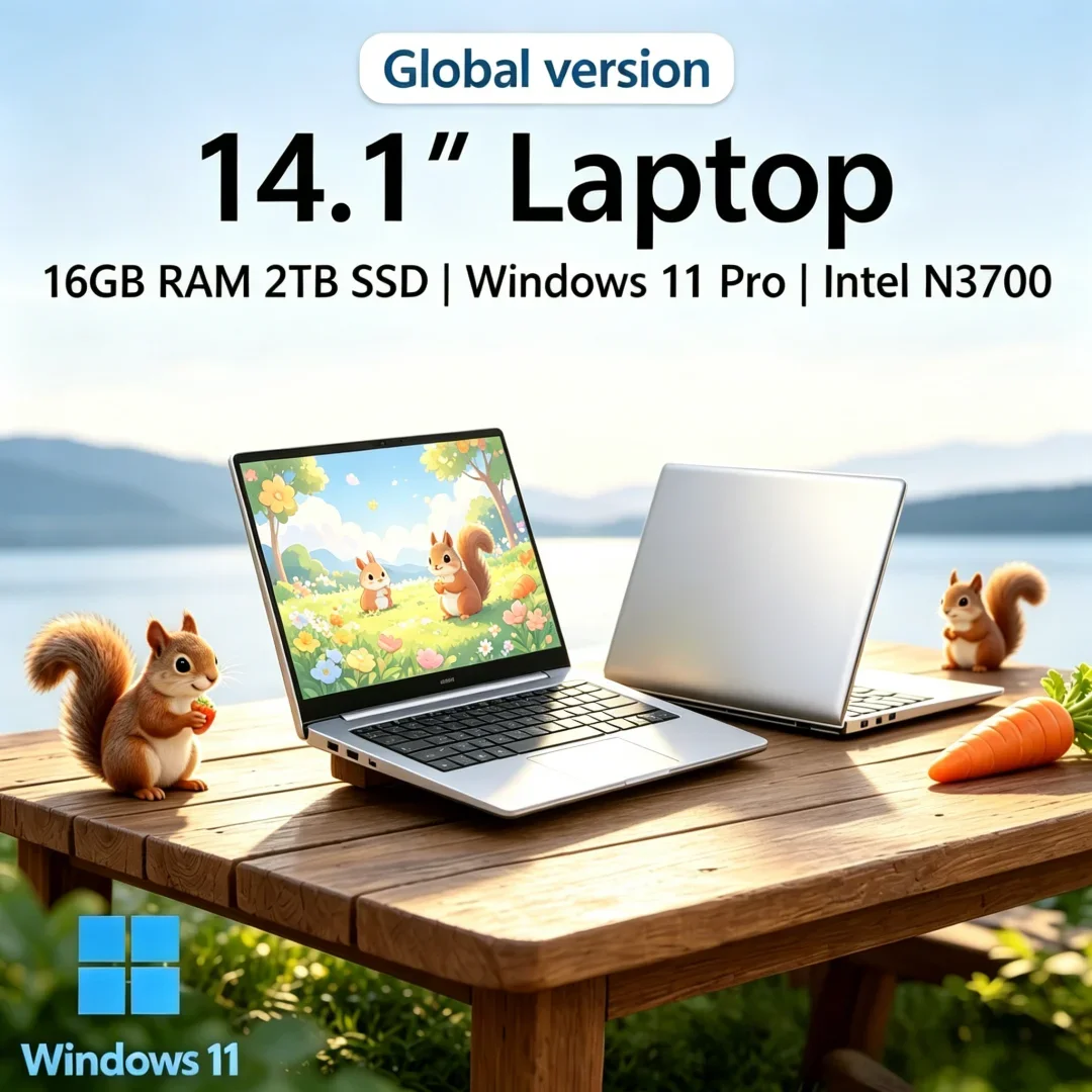 

2026 Nebulous Dainty 14.1'' Hyper‑slim Laptop 16GB RAM 2TB SSD Intel N3700 1080P Screen Windows 11 Pro Cognizant Hobby‑Focused