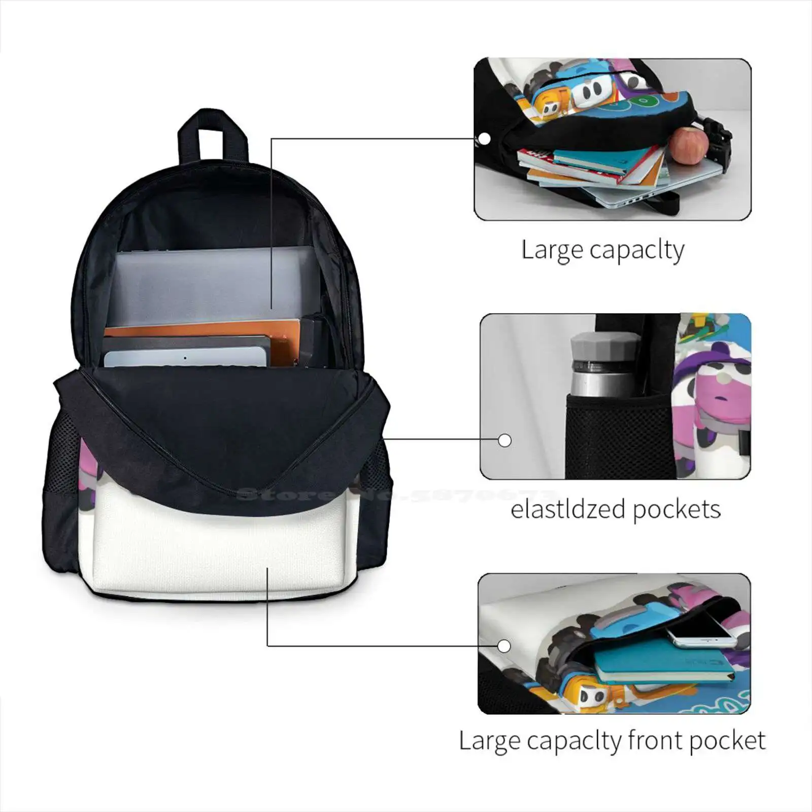 Leothe Truck, Lift, Scoop, And Leah Winter Fun Holiday Hot Sale Schoolbag Backpack Fashion Bags Leo The Truck The Inquisitive