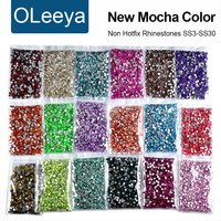 OLeeya Glitter Crystal Mocha Non Hotfix Rhinestones Flatback Strass Nails Crystals Diamond DIY Accessories For Nail Art
