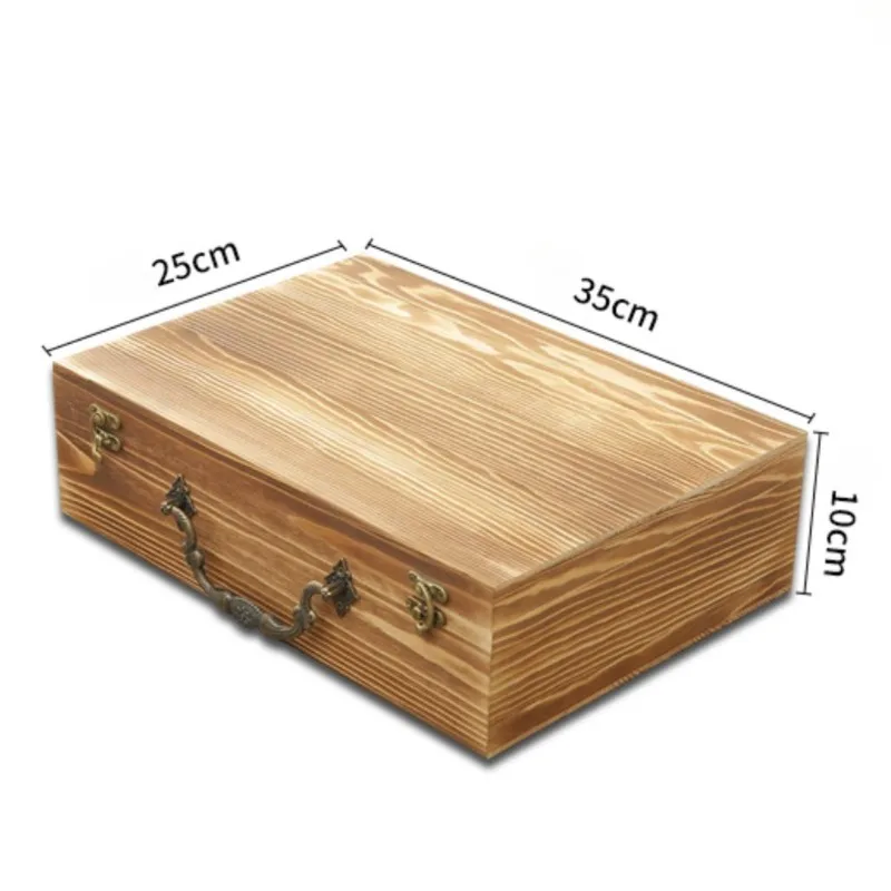 Wooden Large Rectangular Pine Storage Box with Flip Lid-Solid Wood Craftsmanship Long-Lasting Durability for Home Organization