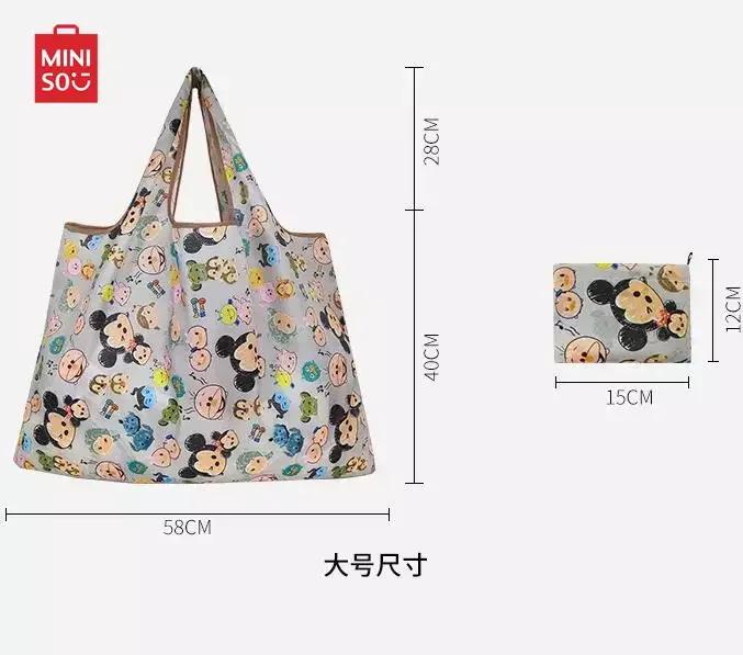 Bolso de mano de gran capacidad para mujer, bolsa de almacenamiento plegable, Stitch, Mickey Mouse, Winnie The Pooh, Anime