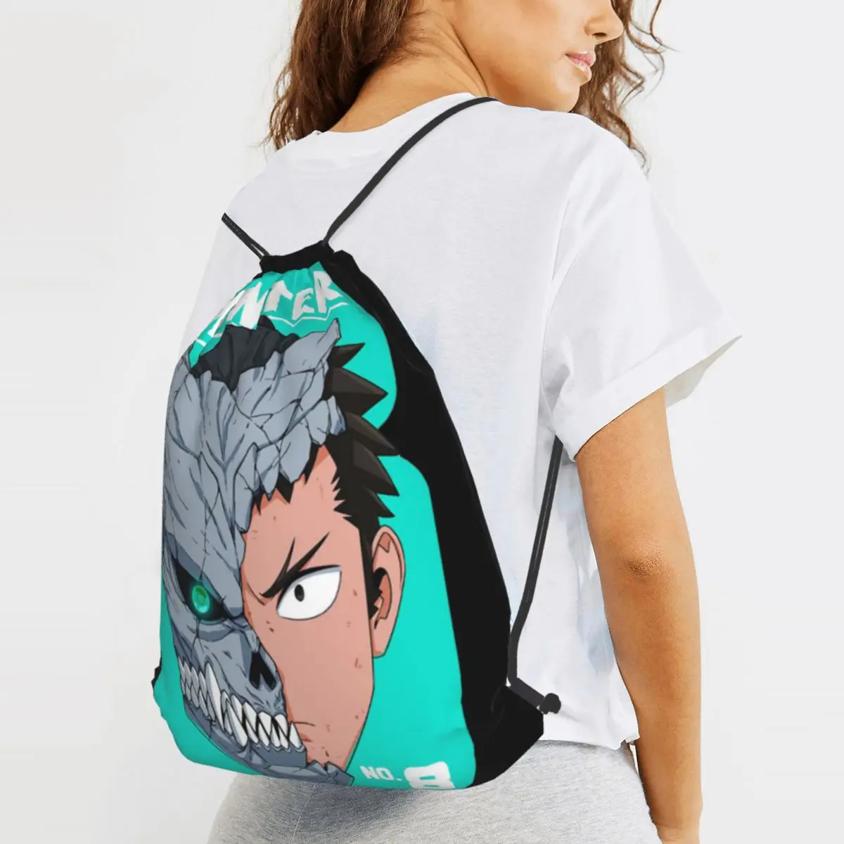 Kaiju No. 8 Monster Sweeper Inc Backpacks Casual Drawstring Bundle Pocket Sundries Bag Book Bags for Travel School