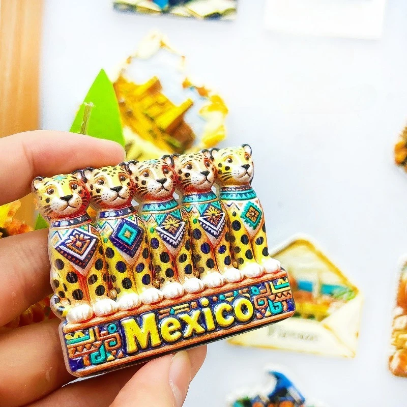 Mexico Jaguar Fridge Magnet - Striking 3D Pack of Jaguars Souvenir Unique Mayan Symbol Gift for Travel & Bold Home Decor