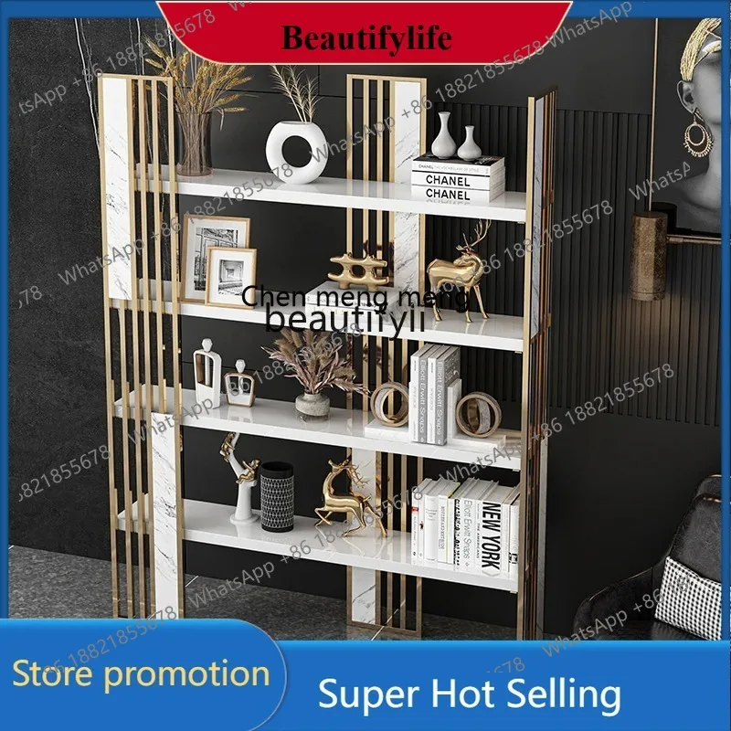 

D178 a176 Light luxury bookshelf Floor partition Shelf Metal bookcase Display shelf Office
