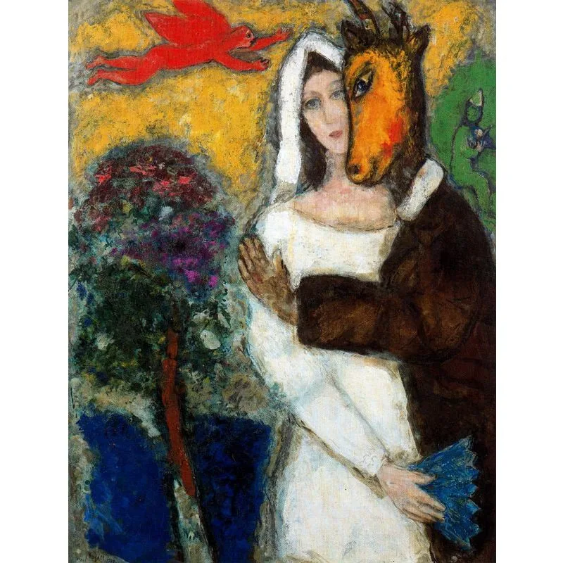 Hand painted high quality reproduction of Midsummer Night's Dream by Marc Chagall Modern decorative pictures Canvas wall art