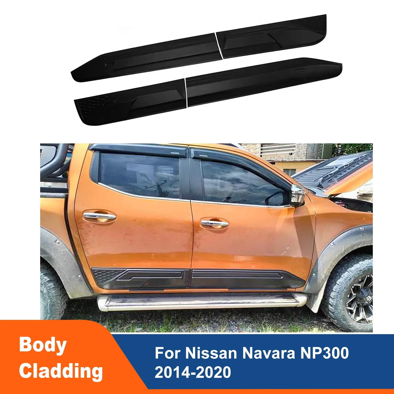 

Matte Black 4 Doors Side Door Body Cladding Guard For Nissan Navara NP300 Frontier 2015-2020 4X4 Car Styling Accessories