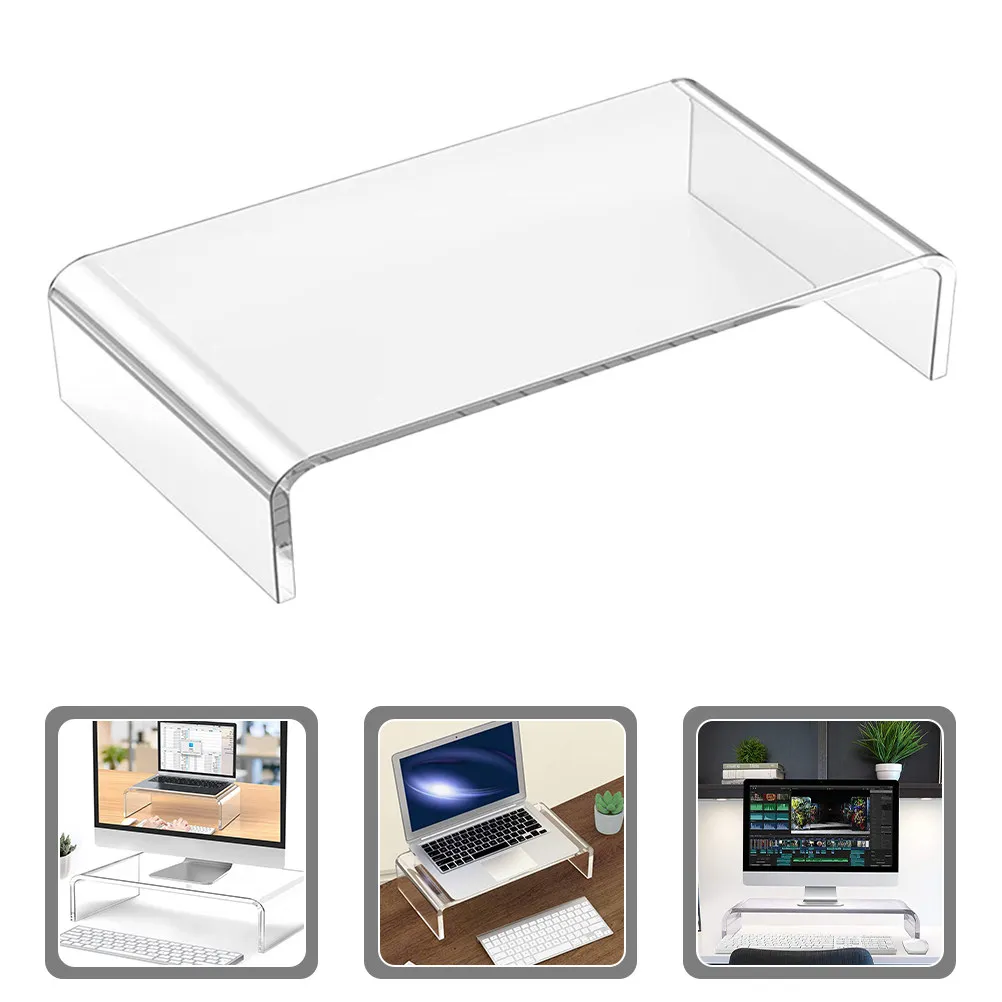Clear Acrylic Monitor Stand Transparent Computer Laptop Riser Ergonomic Desktop Monitor Riser for Office Home Pc Gaming