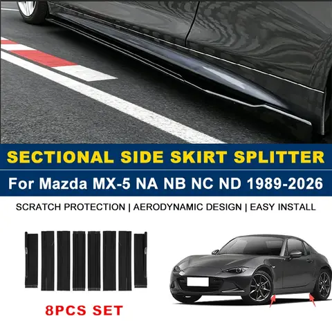 2m Sectional Side Skirt Extension Lips Side Spoiler, Car Exterior Modified Upgrade Kit For Mazda MX-5 NA NB NC ND 1989-2026 2025