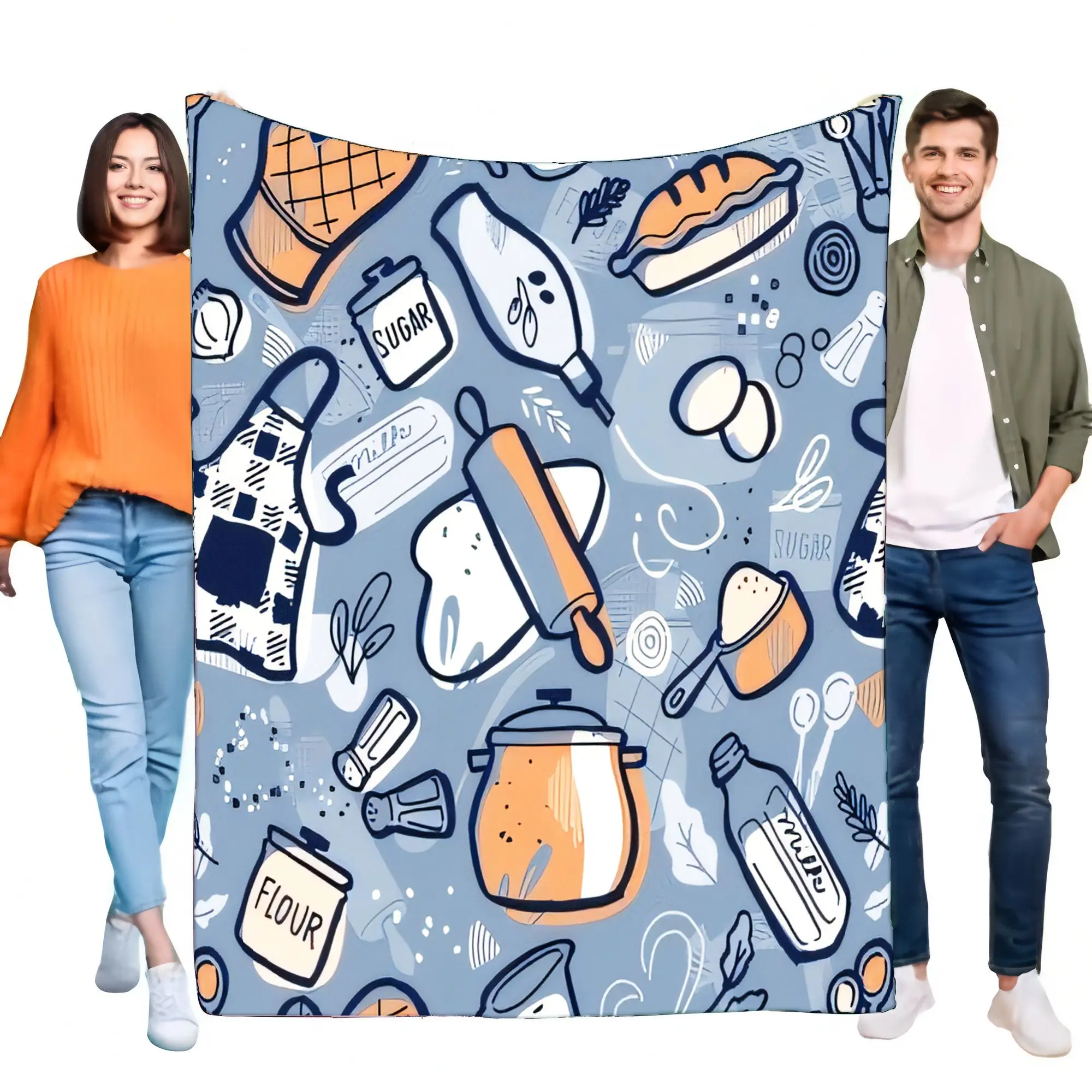 Adorable Kitchen-Themed Blanket Soft Cozy Throw for Home Decor, Lightweight Stylish Design, Perfect Gift for Cooking Lovers and