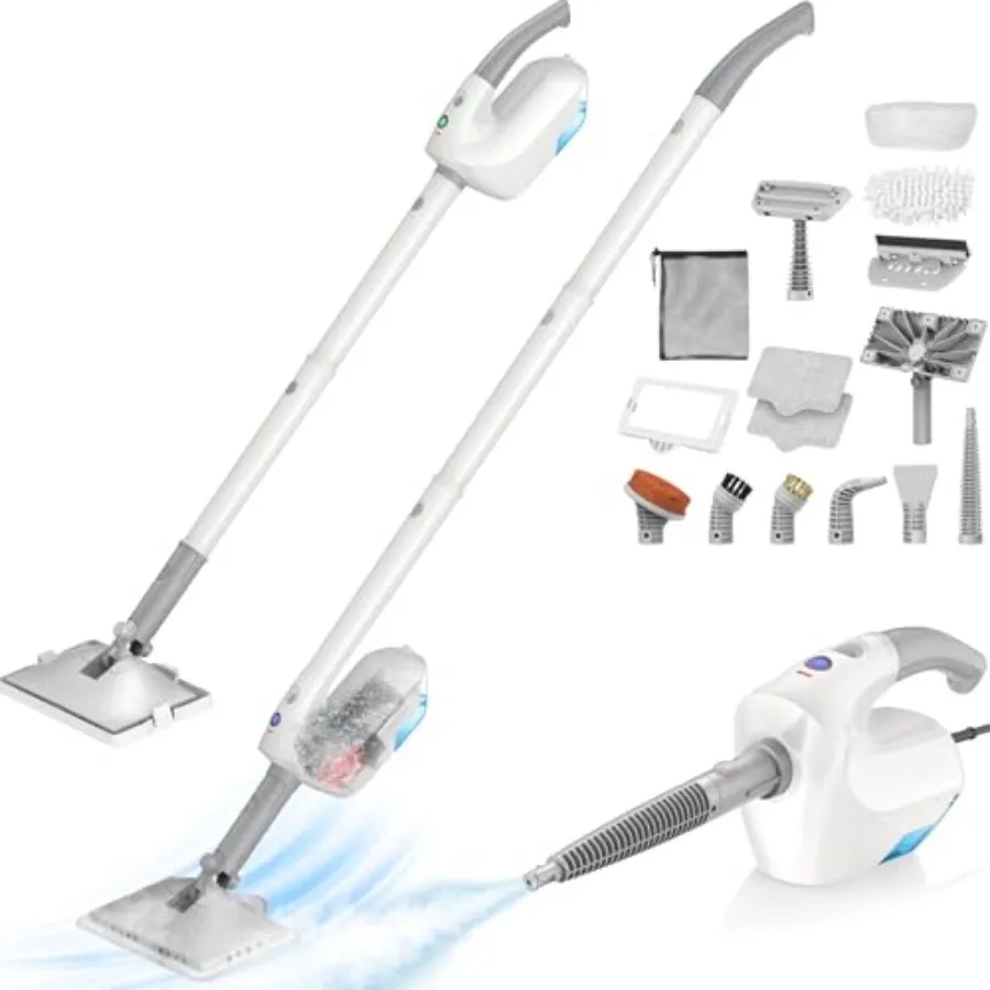 

10-in-1 Steam Mop Detachable Handheld Steam Cleaner Multi and Up Steamer for Cleaning with 350ml Tank 10s Heat-Up 23Ft Cord 248