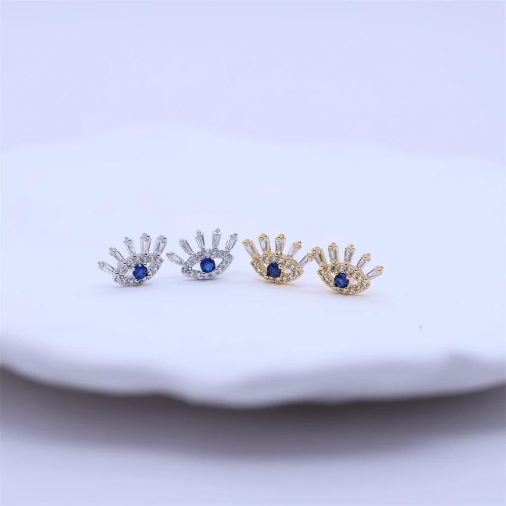 خمر عين الشر محظوظ صغير مكعب زركونيا الأزرق البوهيمي وأقراط للمرأة الإكسسوارات ثقب المجوهرات